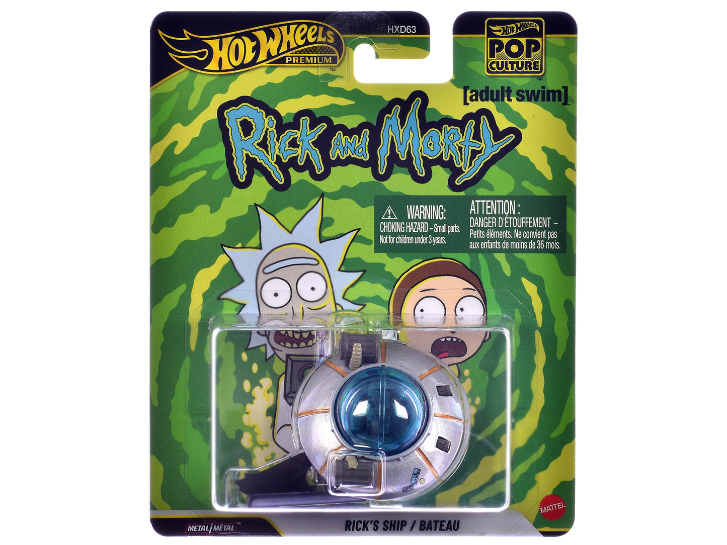 Rick's Ship Silver "Rick and Morty" (2013-Current) TV Series "Pop Culture" Series Diecast Model Car by Hot Wheels