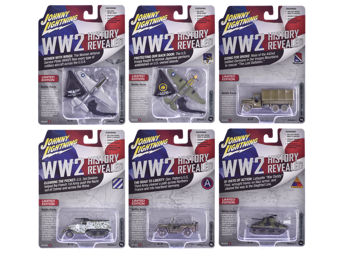 "Military" Set A of 6 pieces 2024 Release 1 Limited Edition Diecast Models by Johnny Lightning - Use code SHOPAPP15 to get 15 percent off