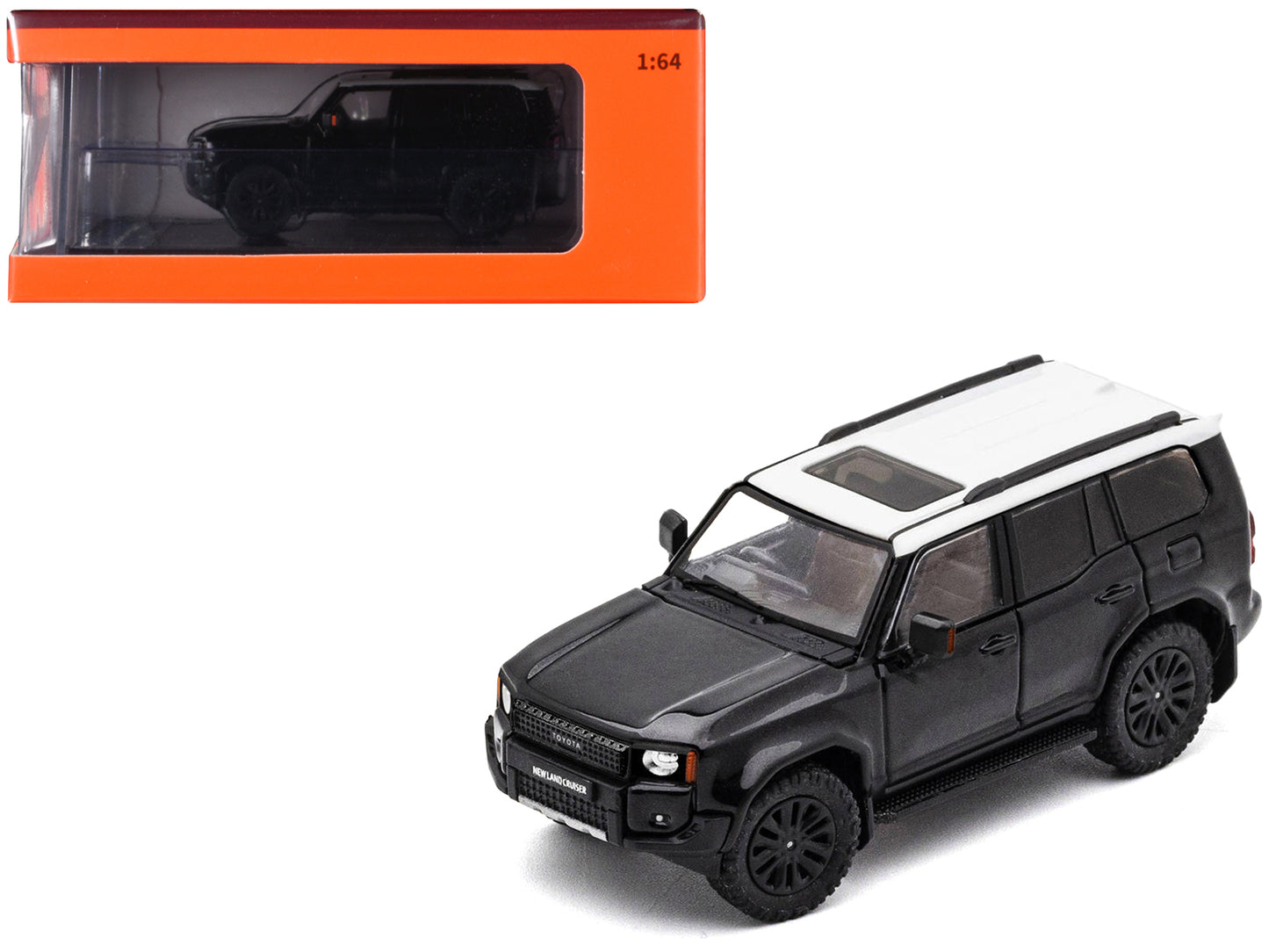 Toyota Land Cruiser Prado 250 Black with White Top 1/64 Diecast Model Car by GCD