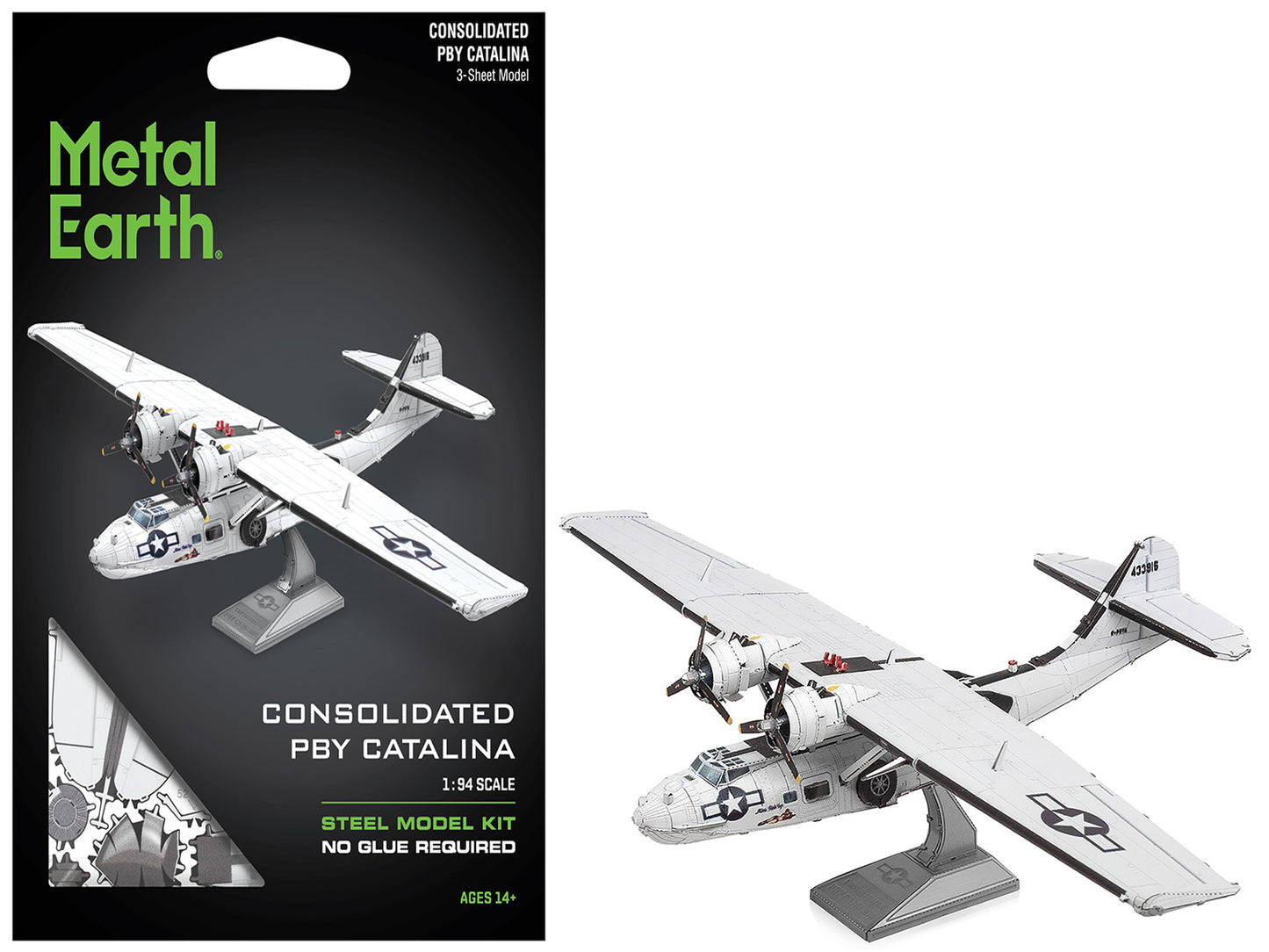 Model Kit Consolidated PBY Catalina Amphibious Aircraft "Miss Pick Up" United States Army Air Forces (Moderate Difficulty) Steel Model by Metal Earth - Use code SHOPAPP15 to get 15 percent off
