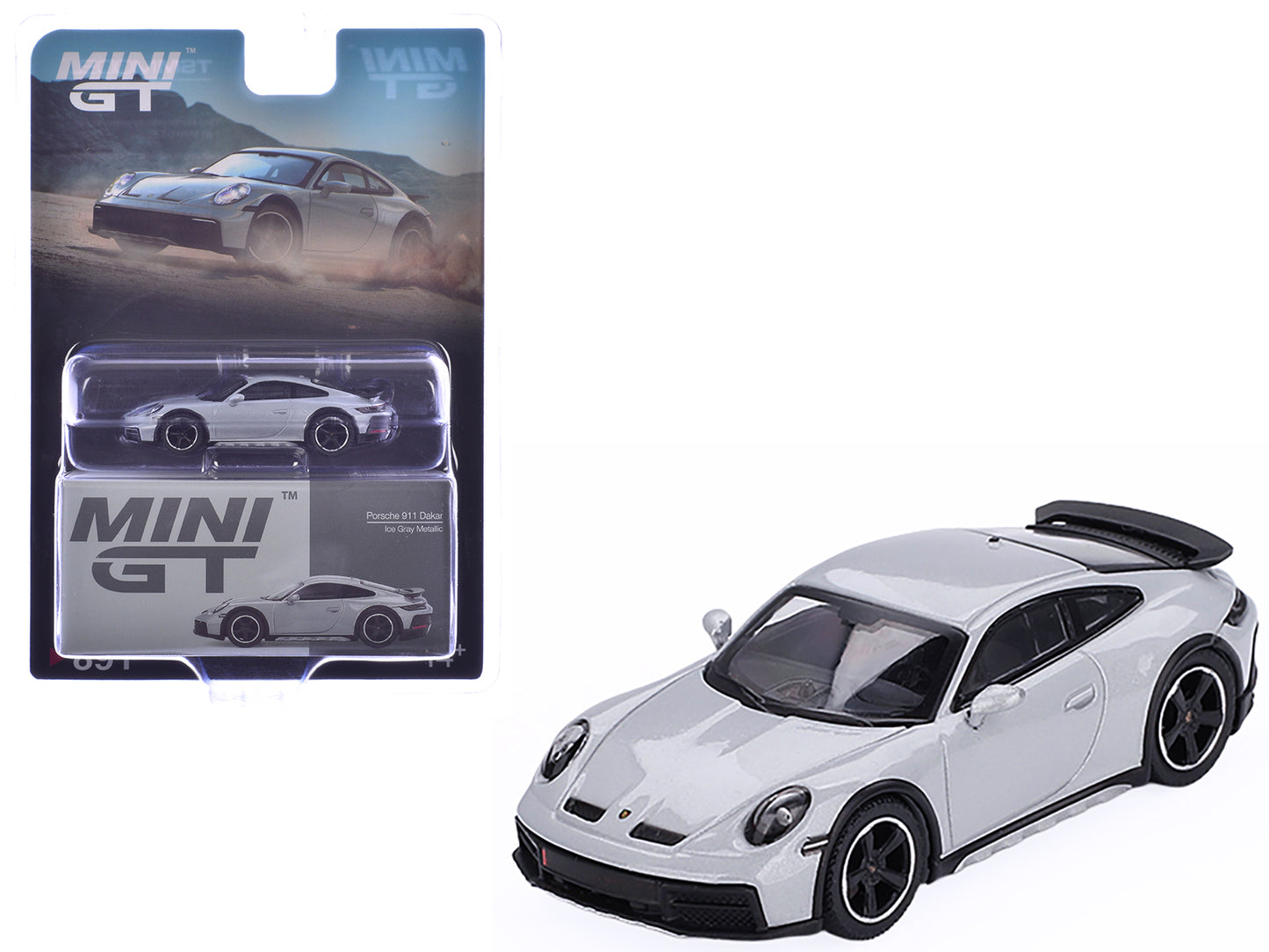 Porsche 911 Dakar Ice Gray Metallic Limited Edition 1/64 Diecast Model Car by Mini GT