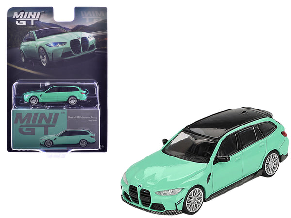 BMW M3 M Performance Touring Mint Green with Black Top Limited Edition 1/64 Diecast Model Car by Mini GT BMW M3 M Performance Touring Mint Green with Black Top Limited Edition 1/64 Diecast Model Car by Mini GT