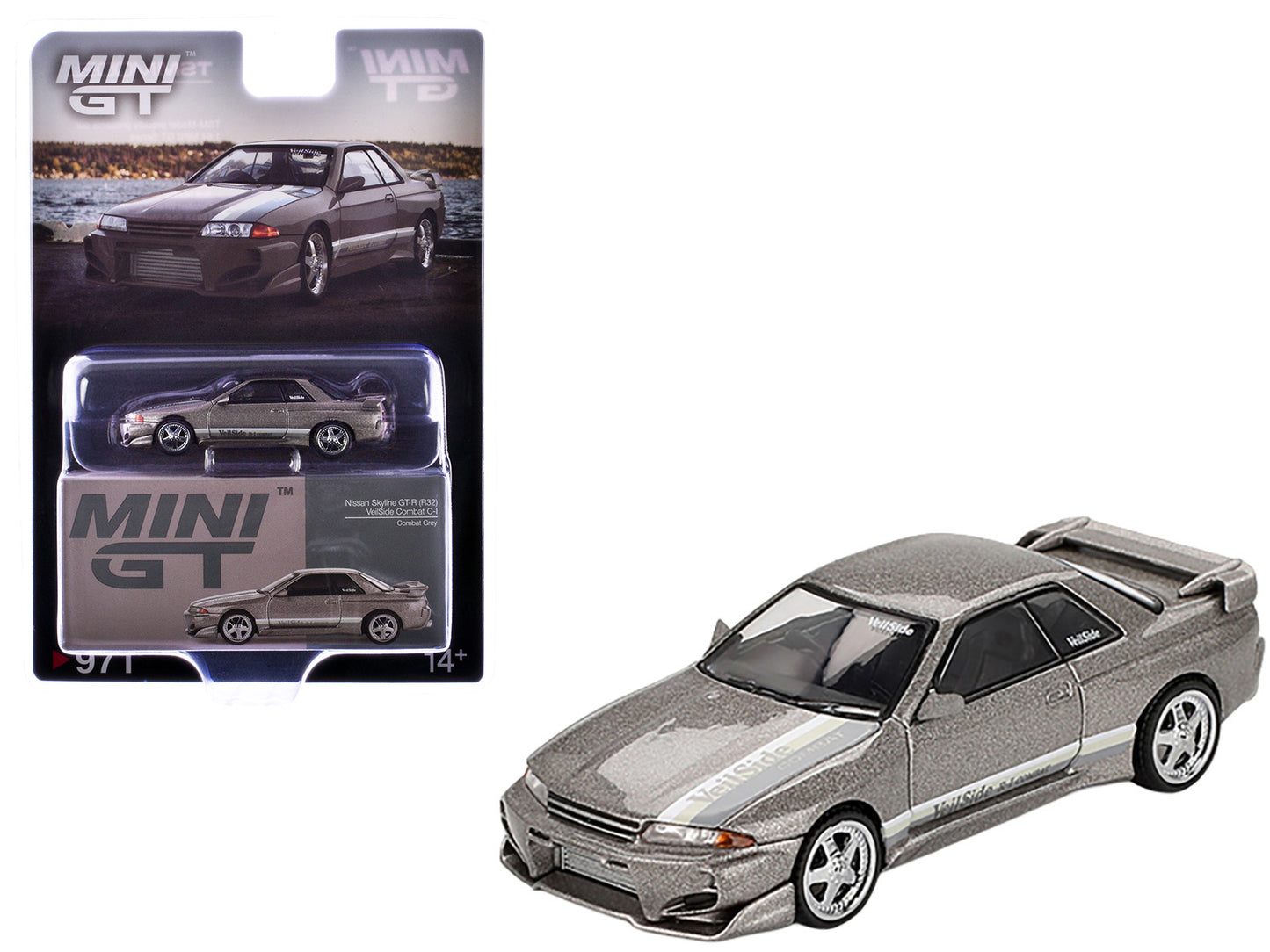 Nissan Skyline GT-R (R32) RHD (Right Hand Drive) "Veilside Combat C-I" Gray Metallic Limited Edition 1/64 Diecast Model Car by Mini GT - Use code SHOPAPP15 to get 15 percent off