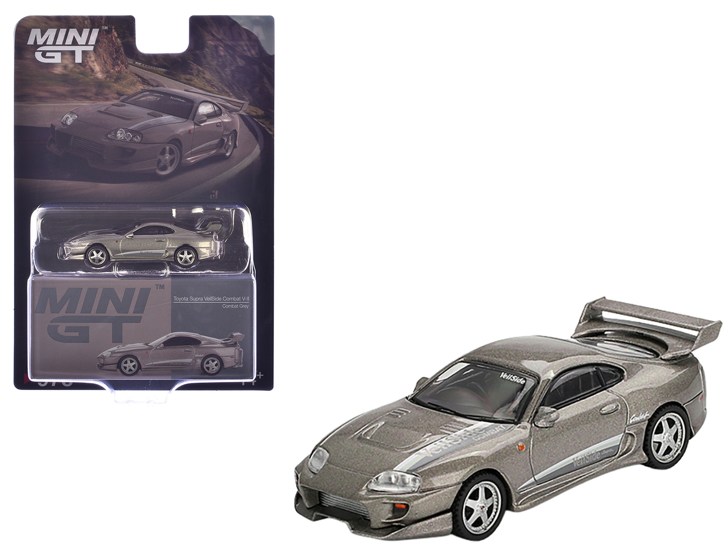 Toyota Supra "VeilSide Combat V-II" Combat Gray Metallic Limited Edition 1/64 Diecast Model Car by Mini GT - Use code SHOPAPP15 to get 15 percent off