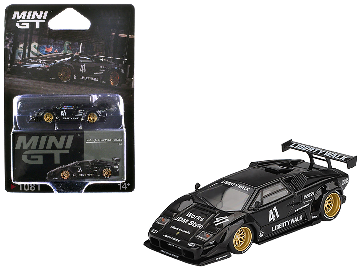 Lamborghini Countach LB-WORKS #41 Black Limited Edition 1/64 Diecast Model Car by Mini GT - Use code SHOPAPP15 to get 15 percent off