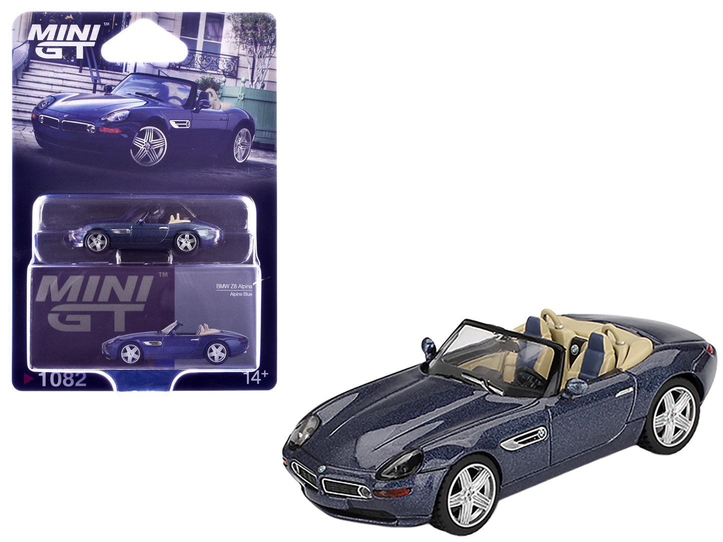 BMW Z8 Alpina Roadster Alpine Blue Metallic Limited Edition 1/64 Diecast Model Car by Mini GT - Use code SHOPAPP15 to get 15 percent off