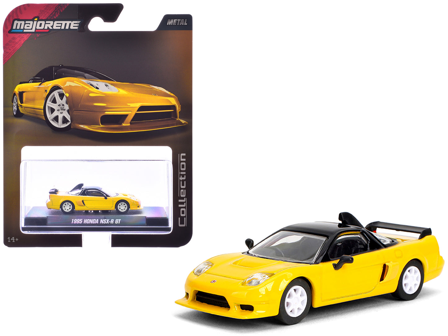 1995 Honda NSX-R GT RHD (Right Hand Drive) Yellow with Black Top "Collection" Series 1/64 Diecast Model Car by Majorette - Use code SHOPAPP15 to get 15 percent off