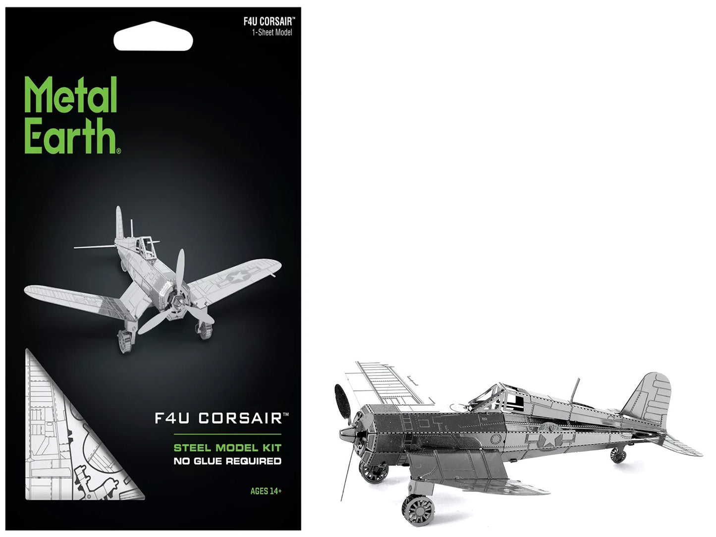 Model Kit Vought F4U Corsair Fighter Aircraft "United States Navy" (Moderate Difficulty) Steel Model by Metal Earth