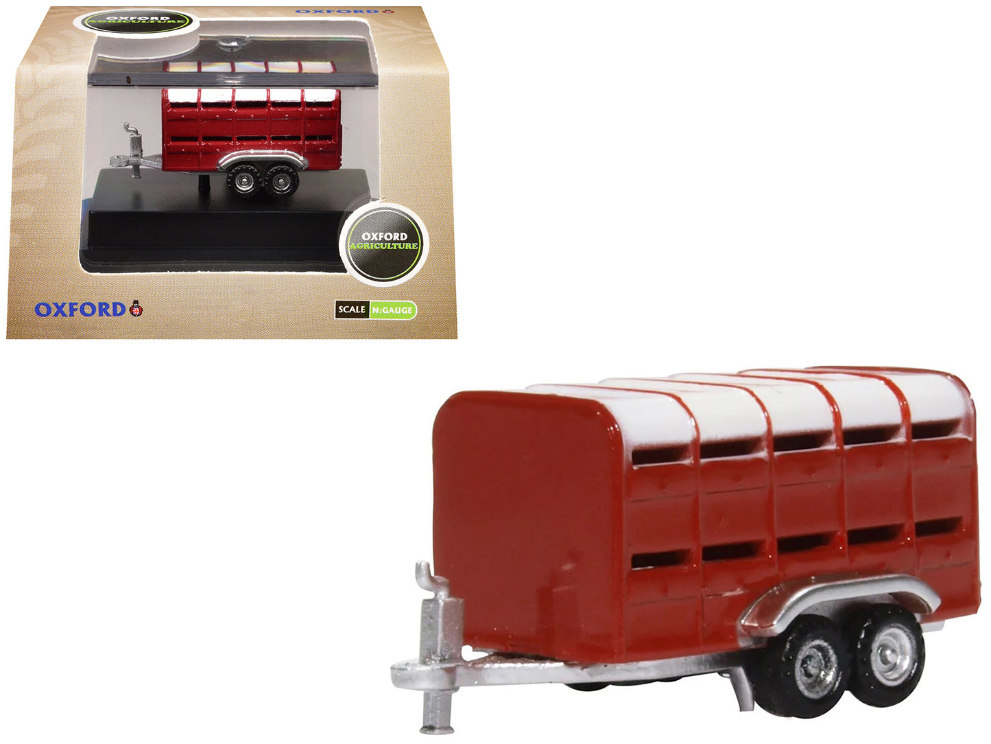 Livestock Trailer Red 1/148 (N) Scale Diecast Model Car by Oxford Diecast