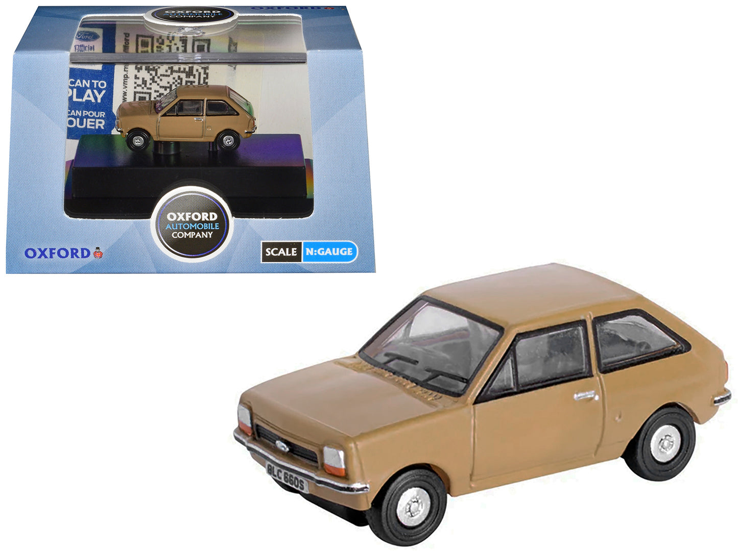 Ford Fiesta Mk1 RHD (Right Hand Drive) Nevada Beige 1/148 (N) Scale Diecast Model Car by Oxford Diecast - Use code SHOPAPP15 to get 15 percent off