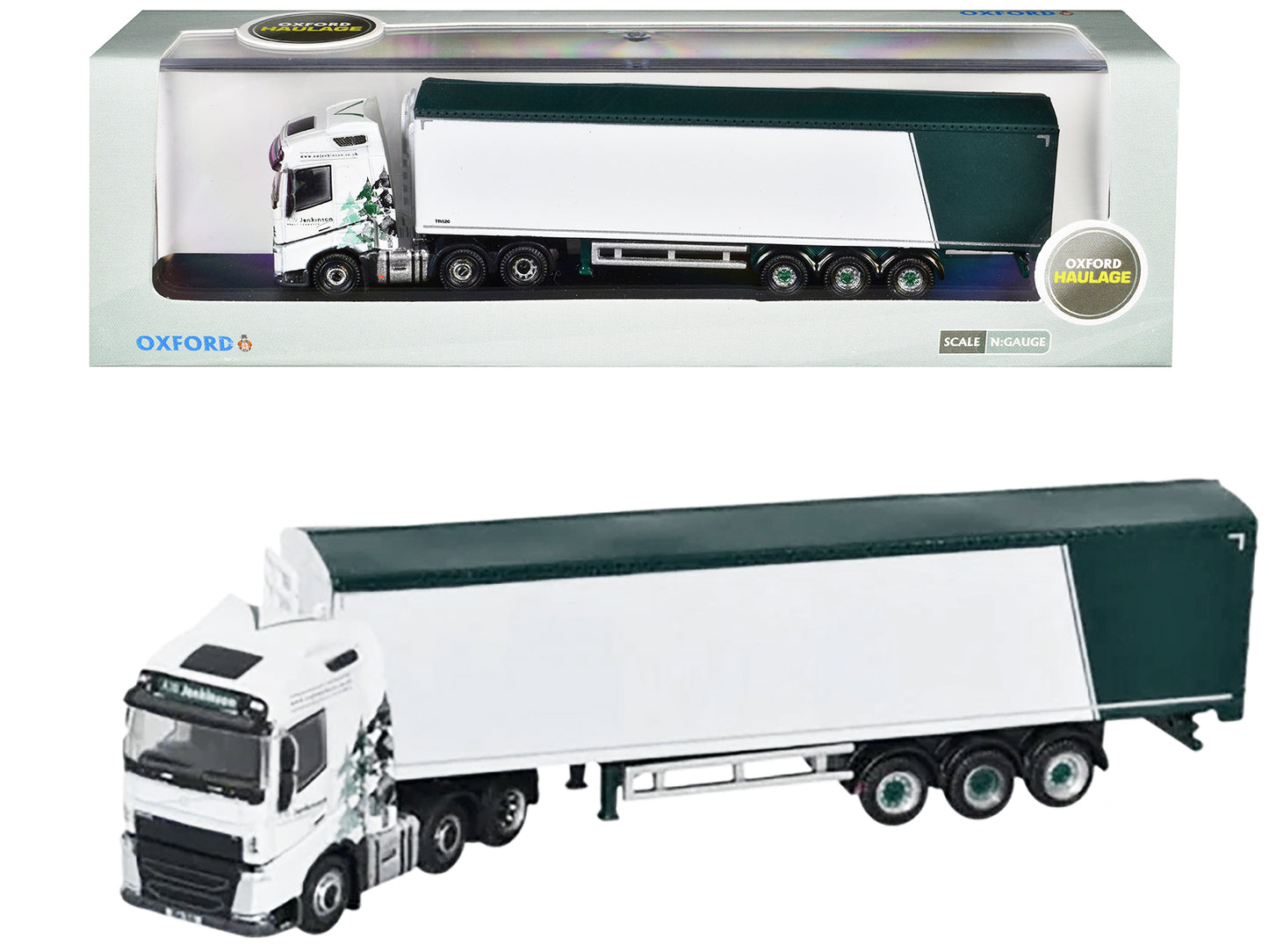 Volvo FH4 Truck RHD (Right Hand Drive) with Walking Floor Trailer "AW Jenkinson" White with Graphics 1/148 (N) Scale Diecast Model Car by Oxford Diecast - Use code SHOPAPP15 to get 15 percent off