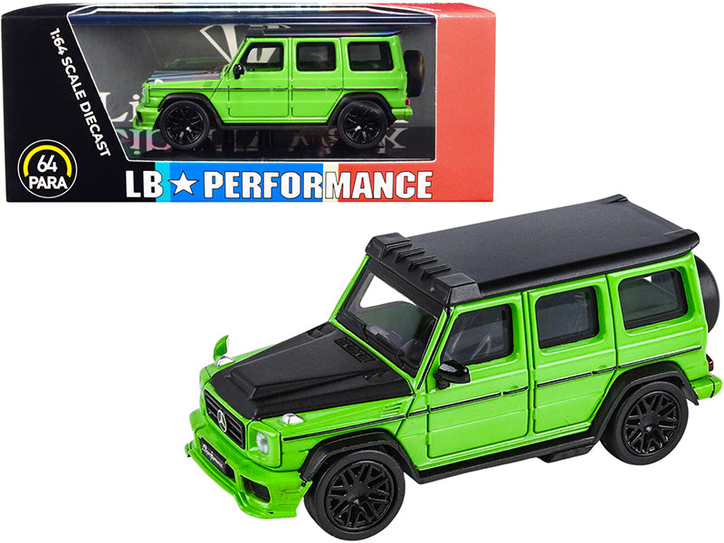 Mercedes-AMG G 63 LBWK Alien Green and Matt Black "LB Performance" 1/64 Diecast Model Car by Paragon - Use code SHOPAPP15 to get 15 percent off