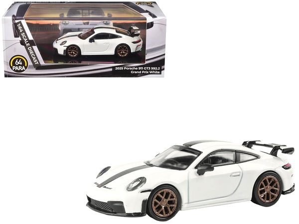 2025 Porsche 911 GT3 (992.2) Grand Prix White with Carbon Stripe 1/64 Diecast Model Car by Paragon 2025 Porsche 911 GT3 (992.2) Grand Prix White with Carbon Stripe 1/64 Diecast Model Car by Paragon