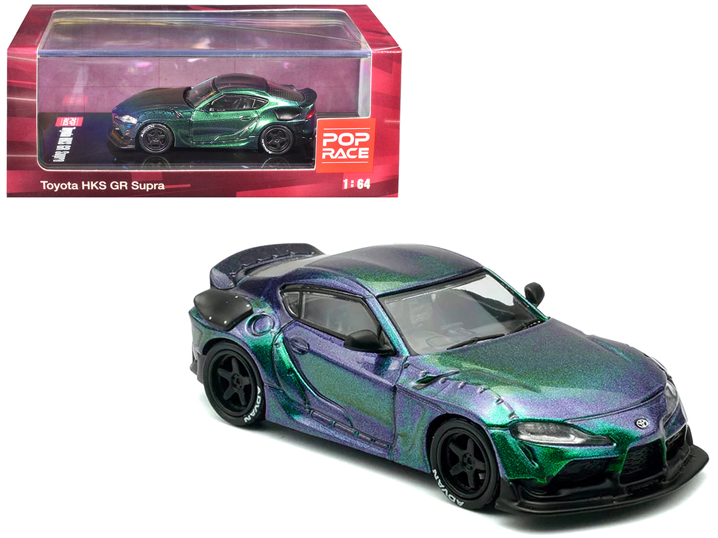 Toyota HKS GR Supra RHD (Right Hand Drive) Magic Purple Metallic 1/64 Diecast Model Car by Pop Race