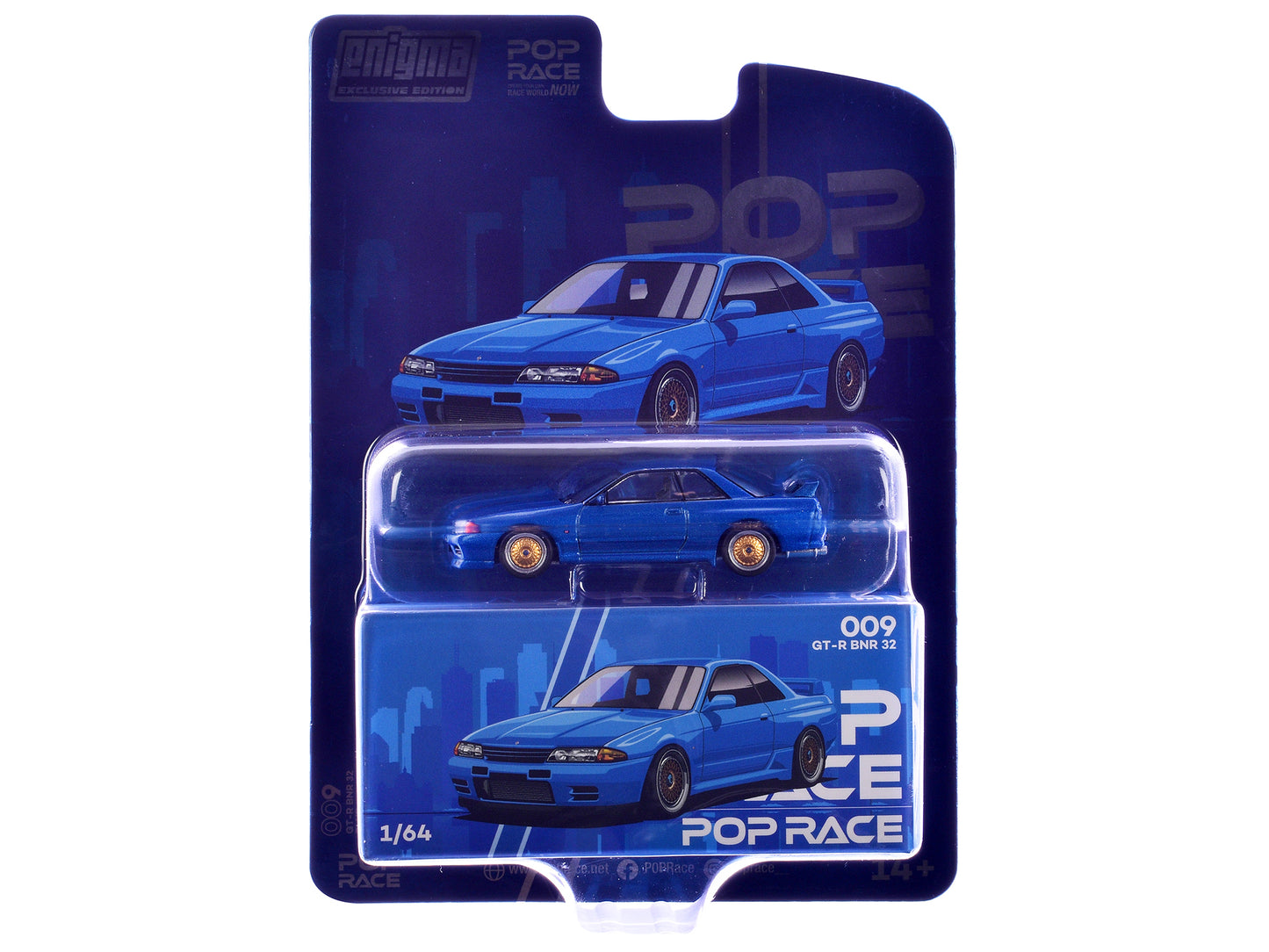 Skyline GT-R BNR32 RHD (Right Hand Drive) Blue Metallic "Enigma Exclusive Edition" 1/64 Diecast Model Car by Pop Race - Use code SHOPAPP15 to get 15 percent off