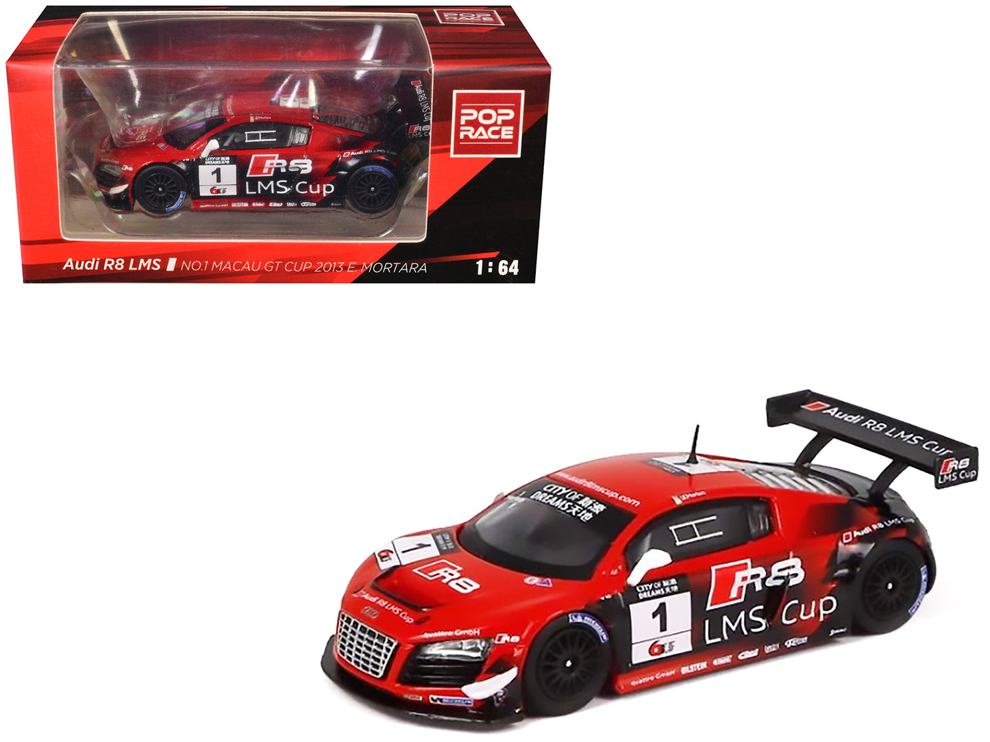 Audi R8 LMS #1 Edoardo Mortara Winner "Macau GT Cup" (2013) 1/64 Diecast Model Car by Pop Race - Use code SHOPAPP15 to get 15 percent off