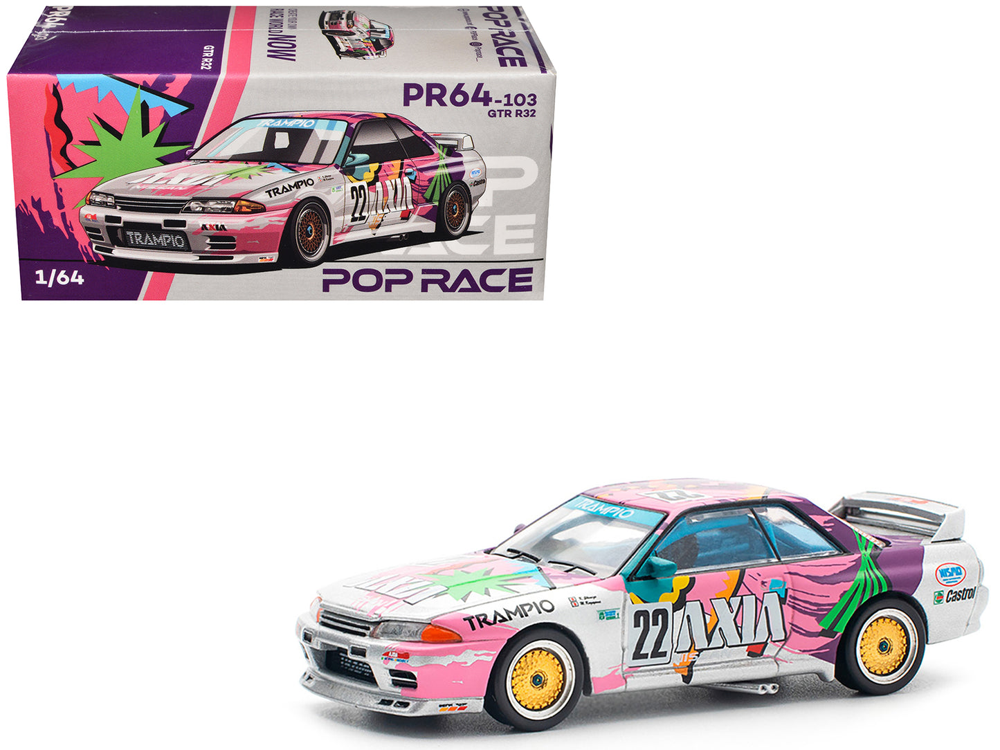 GTR R32 RHD (Right Hand Drive) #22 Masahiko Kageyama - Kazuo Shimizu "Axia" Group A "Japanese Touring Car Championship" (1991) 1/64 Diecast Model Car by Pop Race - Use code SHOPAPP15 to get 15 percent off