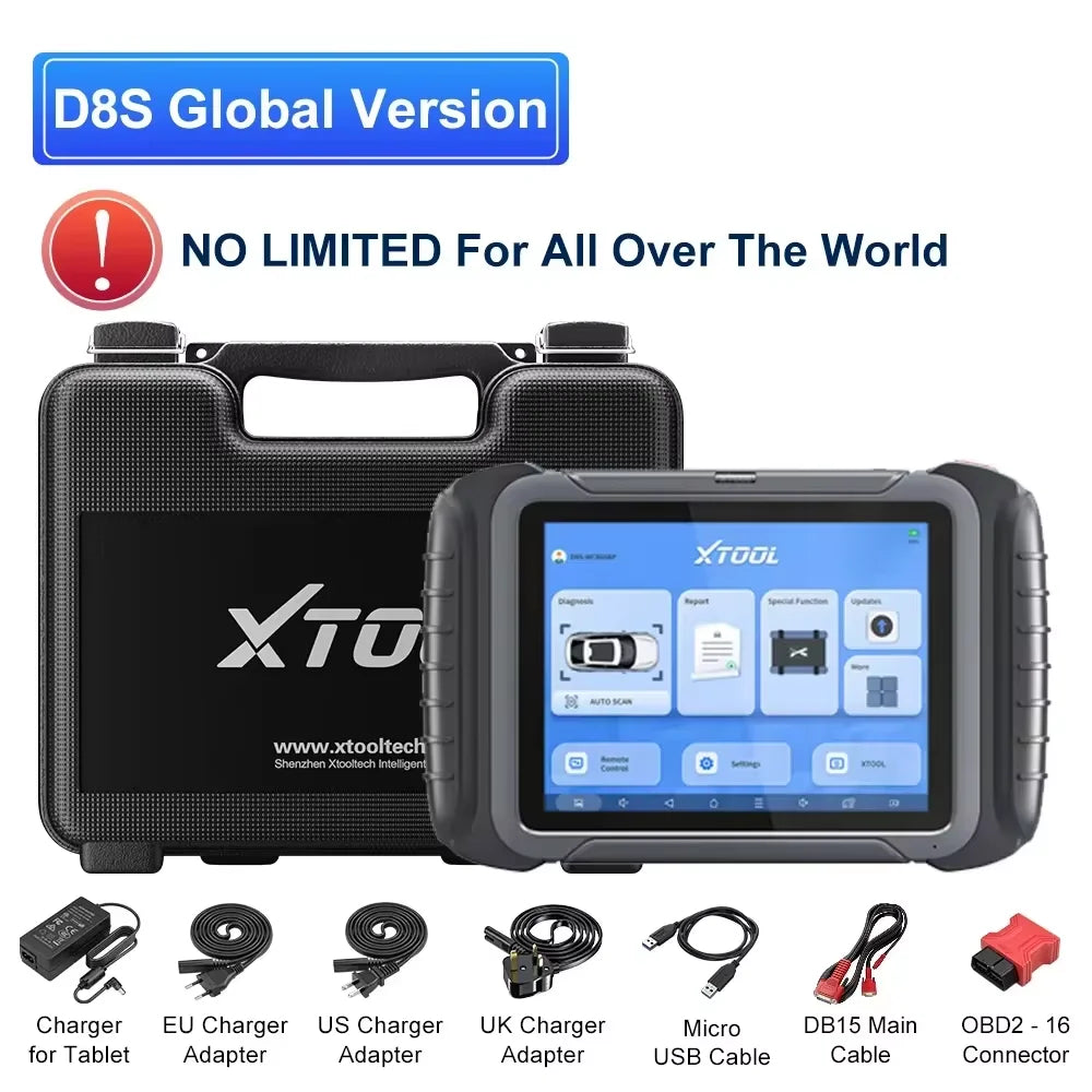 XTOOL D8S Car Diagnostic Tools Bidirectional Scan Tool Automotive Scanner ECU Coding Key Programming 42+ Services Topology Map