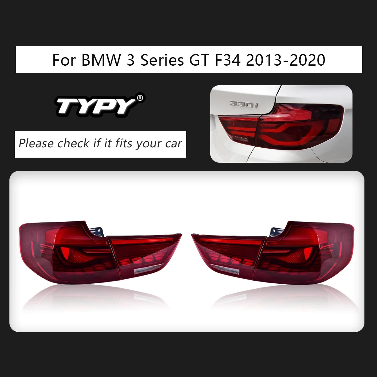 TYPY Car Tail Lights For BMW 3 Series GT F34 2013-2020 LED Car Tail Lamps Daytime Running Lights Dynamic Turn Signals