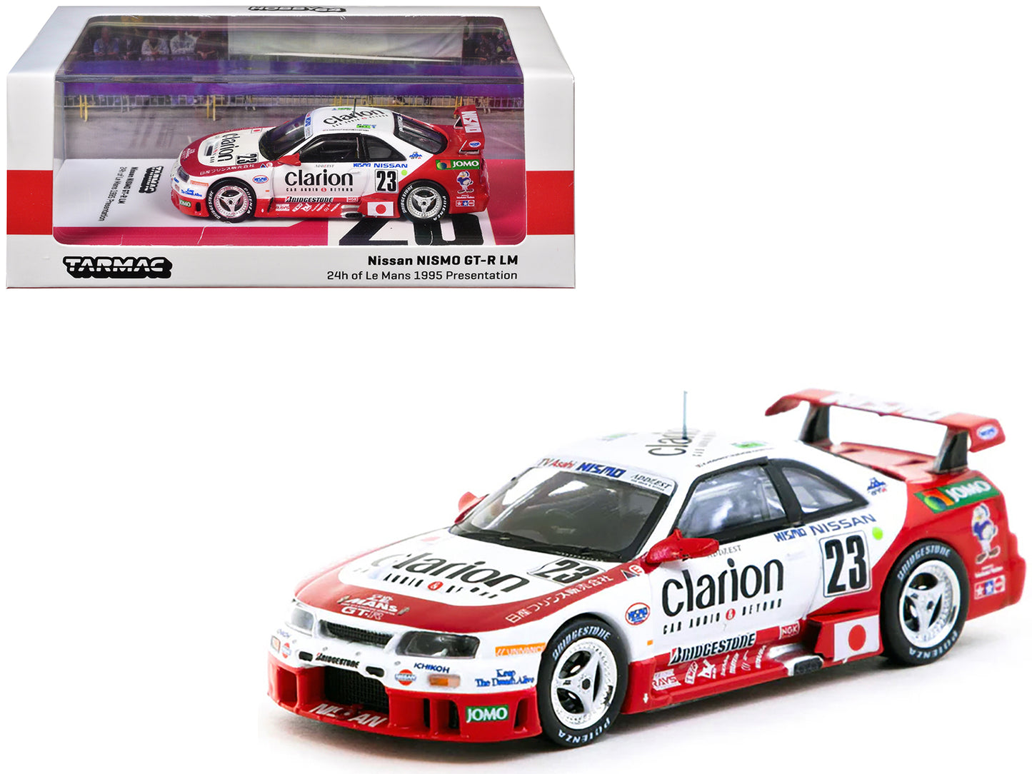 Nissan NISMO GT-R LM #23 Kazuyoshi Hoshino - Toshio Suzuki - Masahiko Kageyama "Presentation" "24 Hours of Le Mans" (1995) "Hobby64" Series 1/64 Diecast Model Car by Tarmac Works - Use code SHOPAPP15 to get 15 percent off