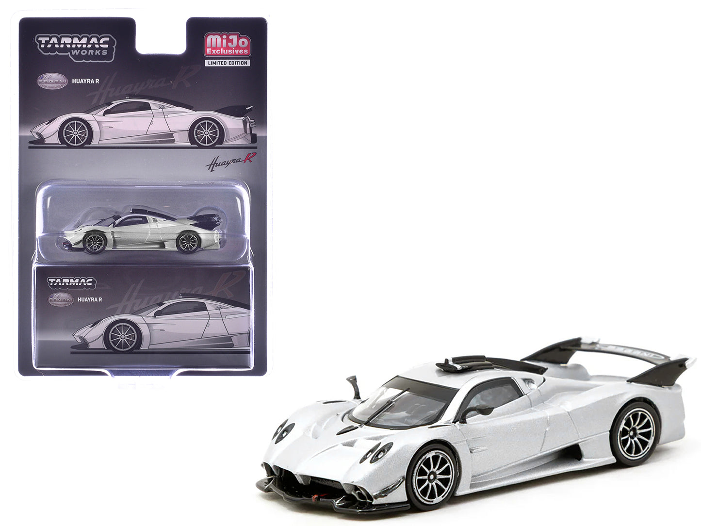 Pagani Huayra R Satin Silver Metallic "Global64" Series 1/64 Diecast Model by Tarmac Works - Use code SHOPAPP15 to get 15 percent off