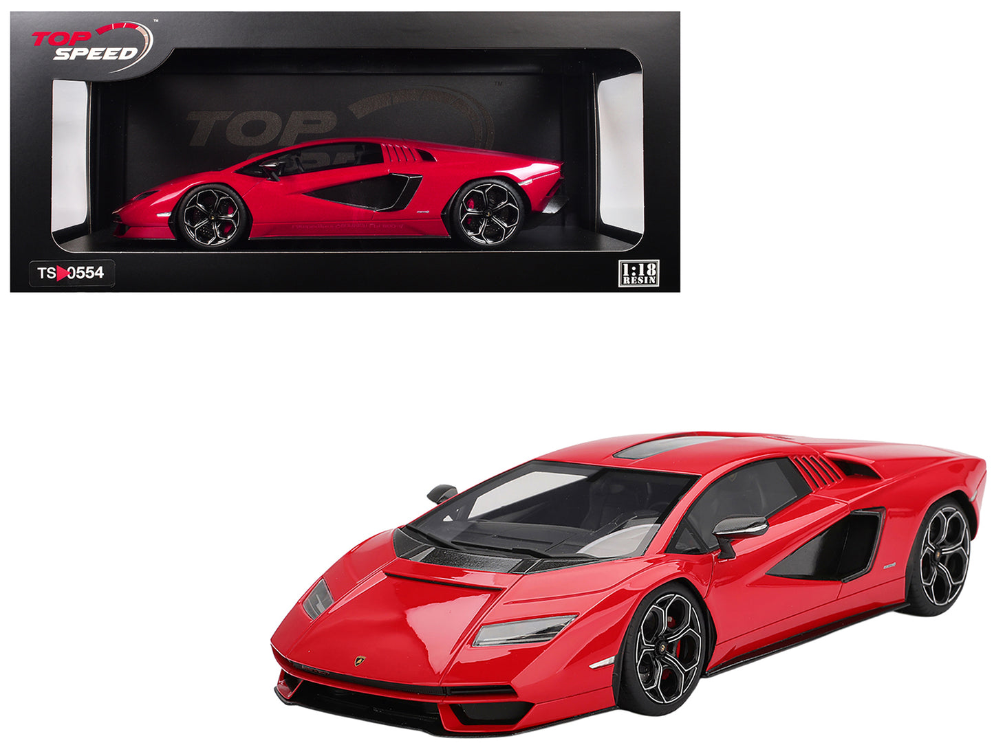 Lamborghini Countach LPI 800-4 Rosso Mars Red 1/18 Model Car by Top Speed