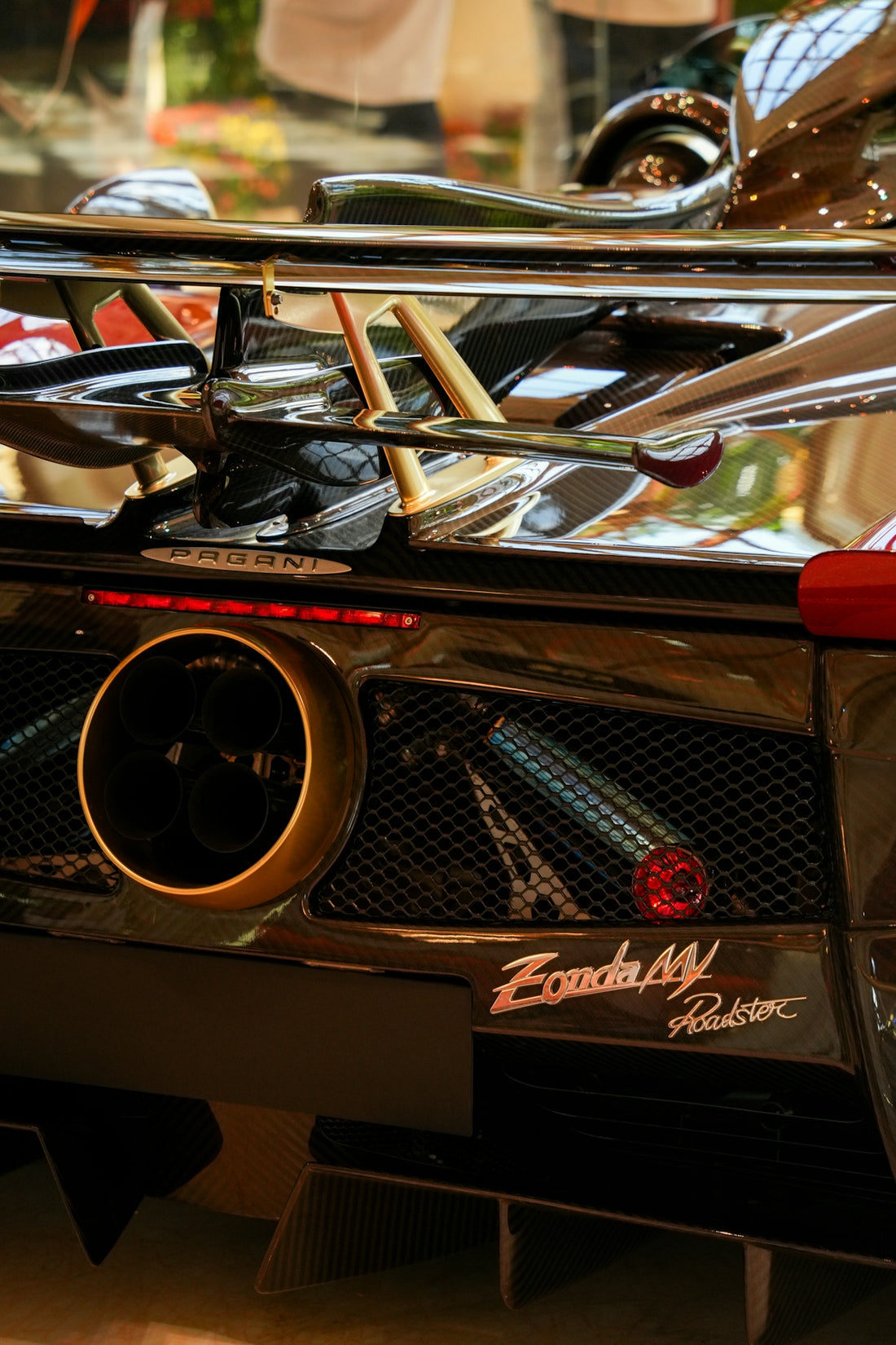 Close-up of a luxury car's rear design details