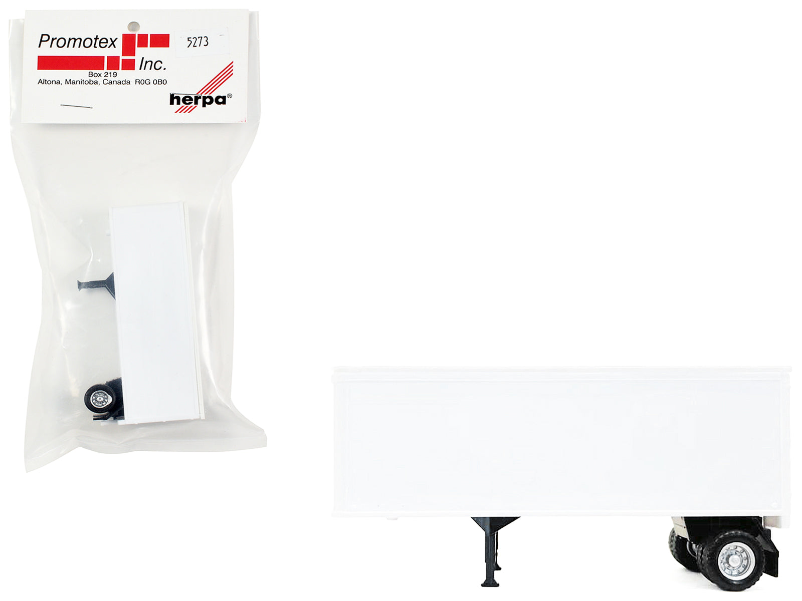 27ft Single-Axle Trailer (No Converter Dolly) White 1/87 (HO) Plastic Model by Promotex free shipping USA