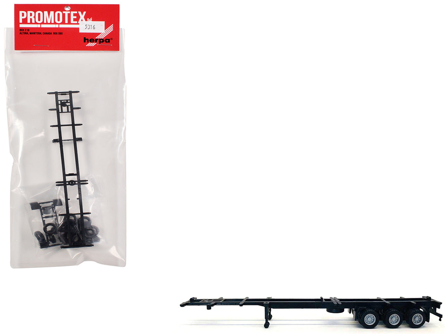 Container Chassis for 3-Axle 48ft Trailer 1/87 (HO) Plastic Model by Promotex