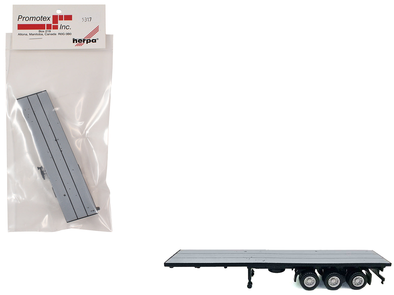 40ft 3-Axle Flatbed Trailer Gray Top 1/87 (HO) Plastic Model by Promotex free shipping USA