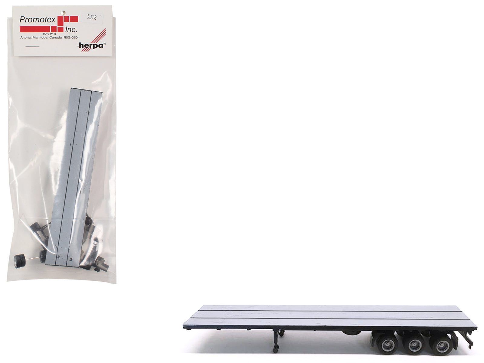 48ft 3-Axle Flatbed Trailer Gray Top 1/87 (HO) Plastic Model by Promotex free shipping USA