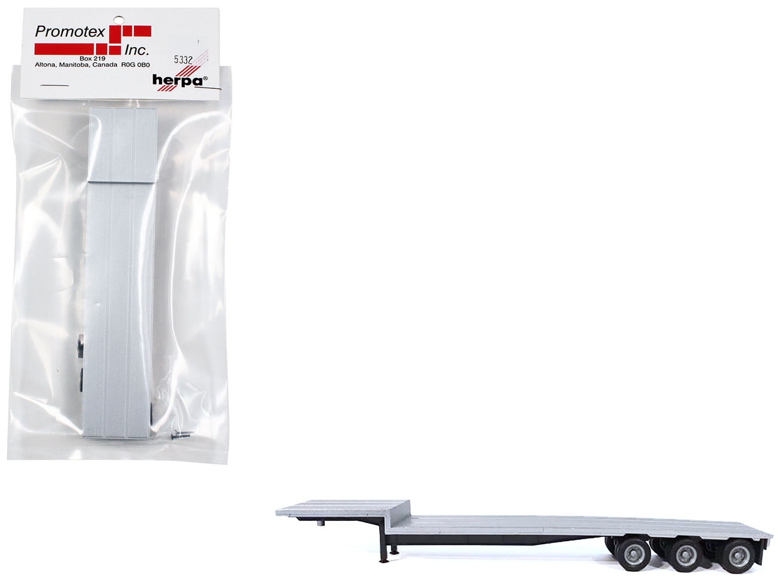 3-Axle Dropdeck Flatbed Trailer Silver Top 1/87 (HO) Plastic Model by Promotex free shipping USA