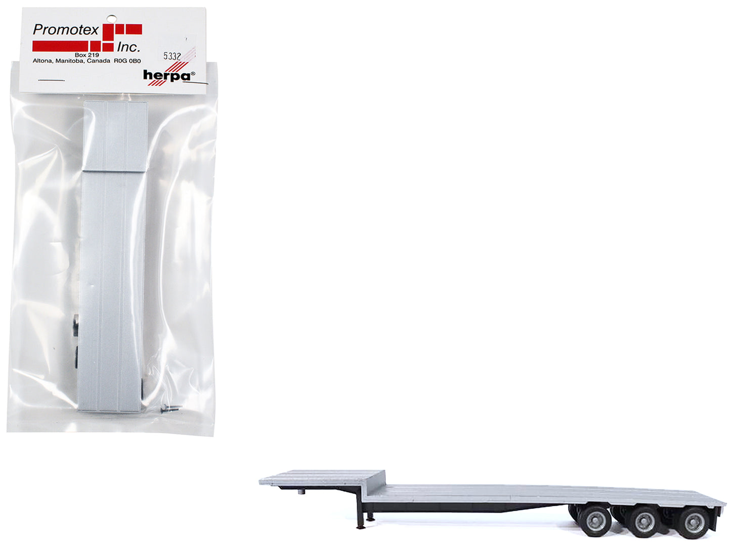 3-Axle Dropdeck Flatbed Trailer Silver Top 1/87 (HO) Plastic Model by Promotex