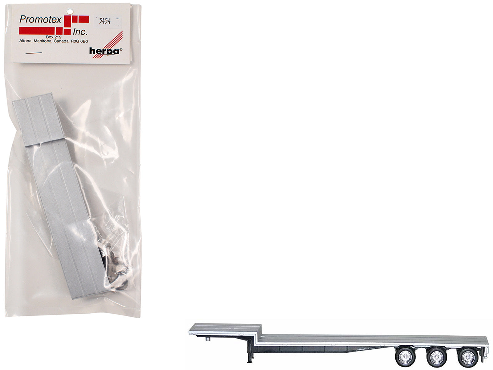 48ft 3-Axle Drop Deck Trailer with Chrome Wheels and Silver Top 1/87 (HO) Plastic Model by Promotex free shipping USA