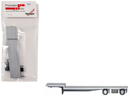 48ft Spread-Axle Drop Deck Trailer with Chrome Wheels and Silver Top 1/87 (HO) Plastic Model by Promotex free shipping USA