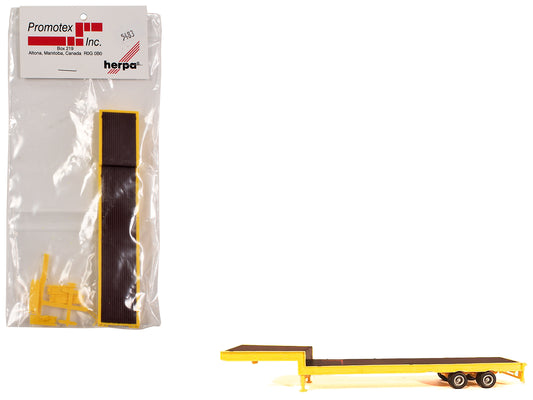 2-Axle Step Deck Equipment Trailer with Ramps Yellow 1/87 (HO) Plastic Model by Promotex