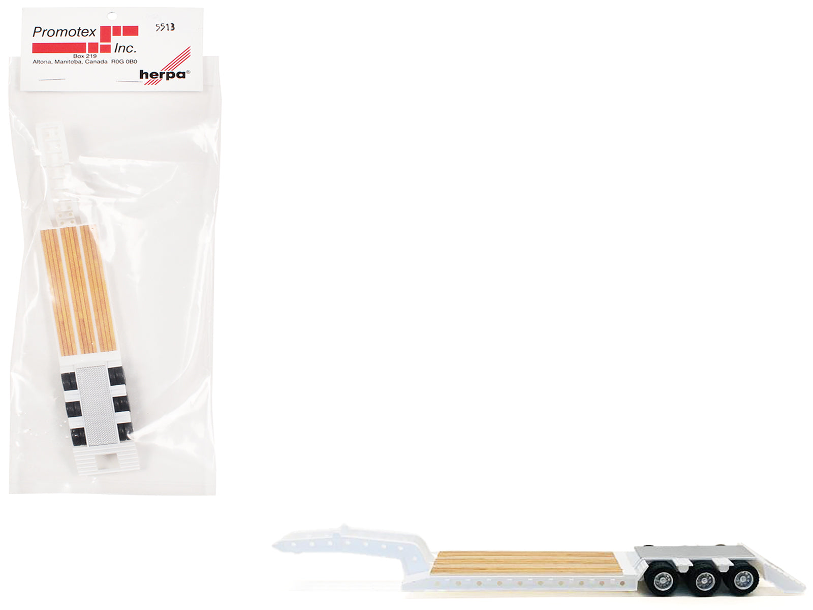 3-Axle Heavy Equipment Lowboy Trailer White 1/87 (HO) Plastic Model by Promotex free shipping USA