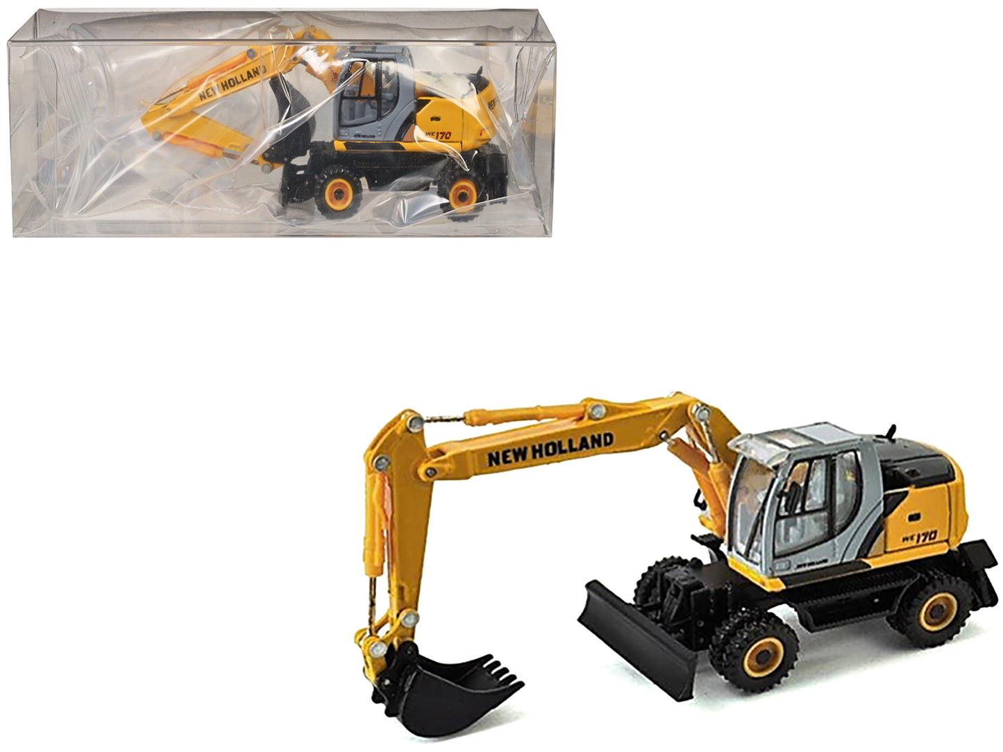 New Holland WE170 Wheeled Excavator Yellow 1/87 (HO) Diecast Model by Promotex  free shipping USA