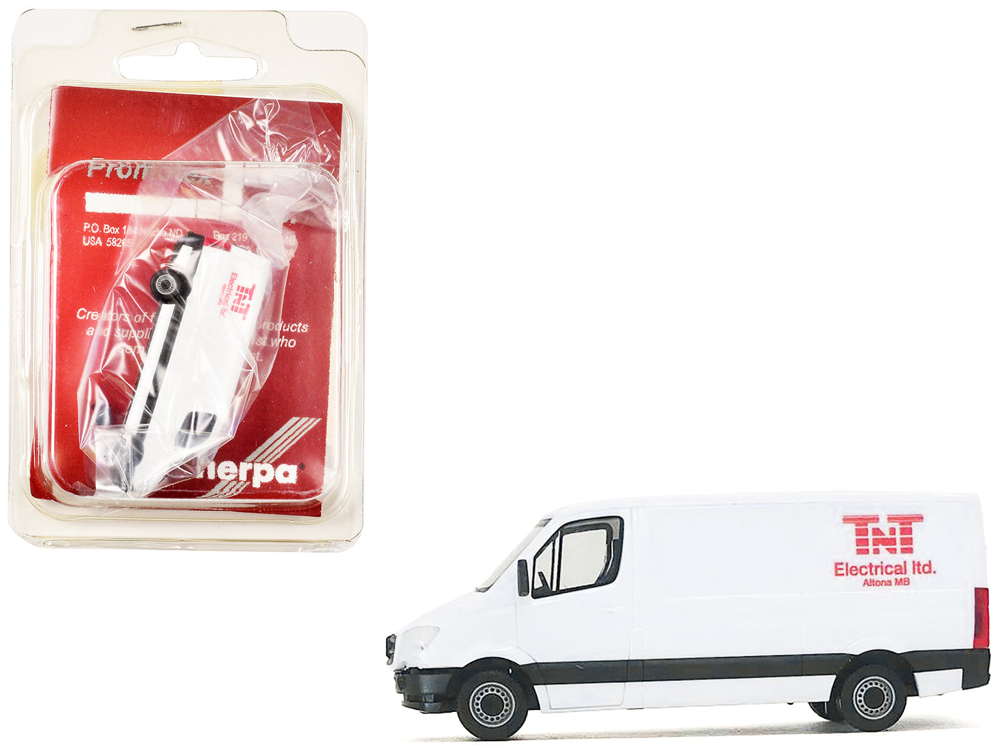 Mercedes-Benz Sprinter Van White "TNT Electrical Ltd." 1/87 (HO) Plastic Model Car by Promotex - Use code SHOPAPP15 to get 15 percent off