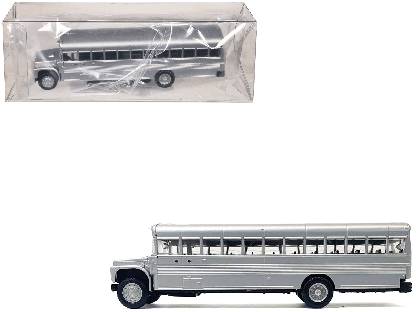 School Bus Silver Metallic 1/87 (HO) Plastic Model by Promotex free shipping USA