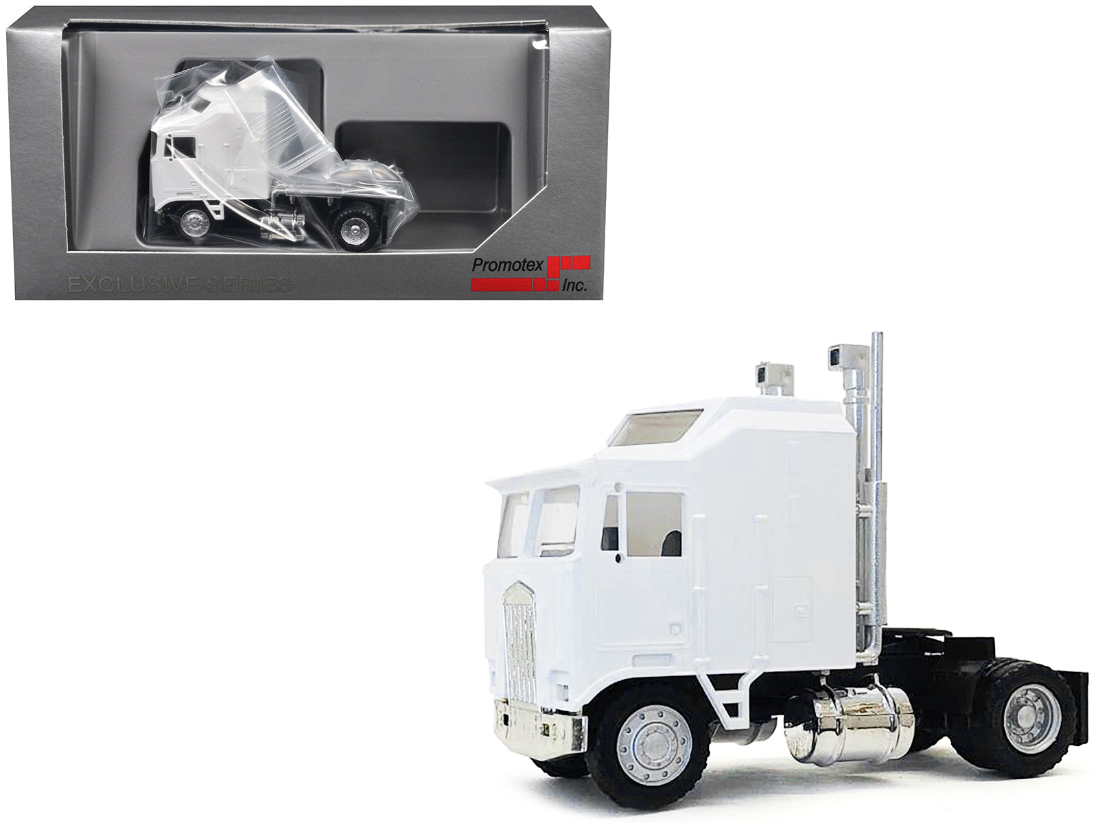 Kenworth K100 Single-Axle Truck with 5-Bar Grill White 1/87 (HO) Plastic Model Car by Promotex free shipping USA