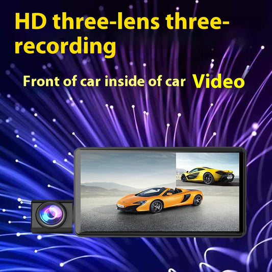 Three Lens Dashcam 4 Inches Front And Rear - Premium Car Mirror Video from Rapidvehicles - Just $62.99! Shop now at Rapidvehicles