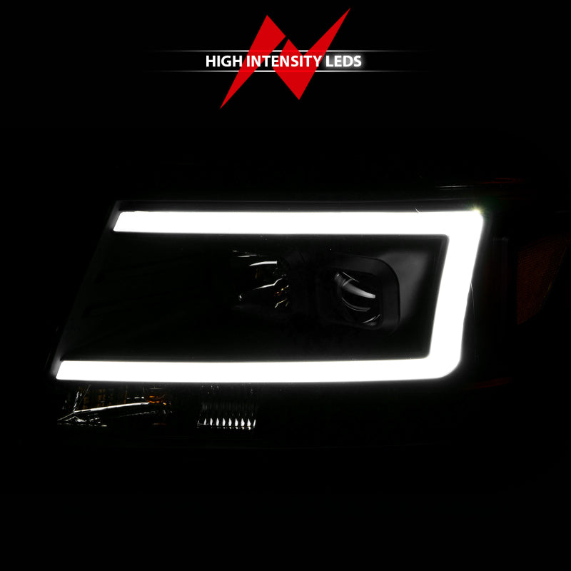 ANZO 2004-2008 Ford  F-150 Projector Headlights w/ Light Bar Black Housing 111541
