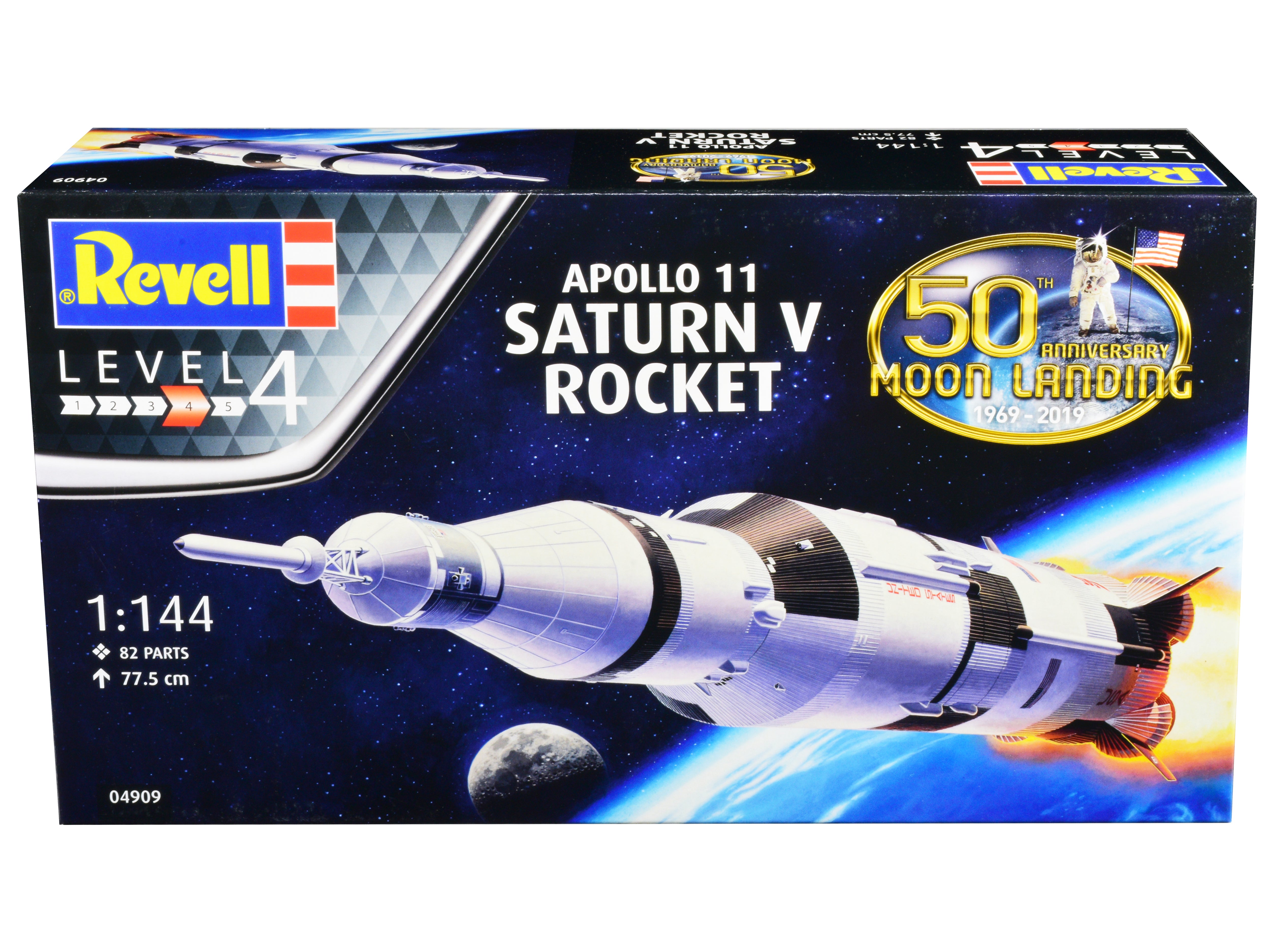 Level 4 Model Kit Apollo 11 Saturn V Rocket "50th Anniversary Moon Landing" 1/144 Scale Model by Revell free shipping USA