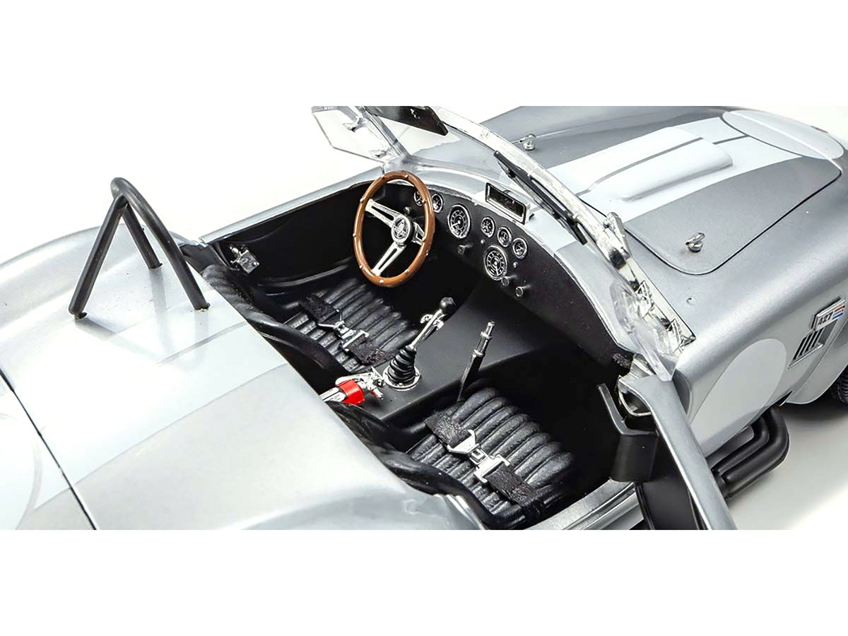 Shelby Cobra 427 S/C Silver Metallic with White Stripes 1/18 Diecast Model Car by Kyosho - Premium Shelby Models from Kyosho - Just $215.36! Shop now at Rapidvehicles