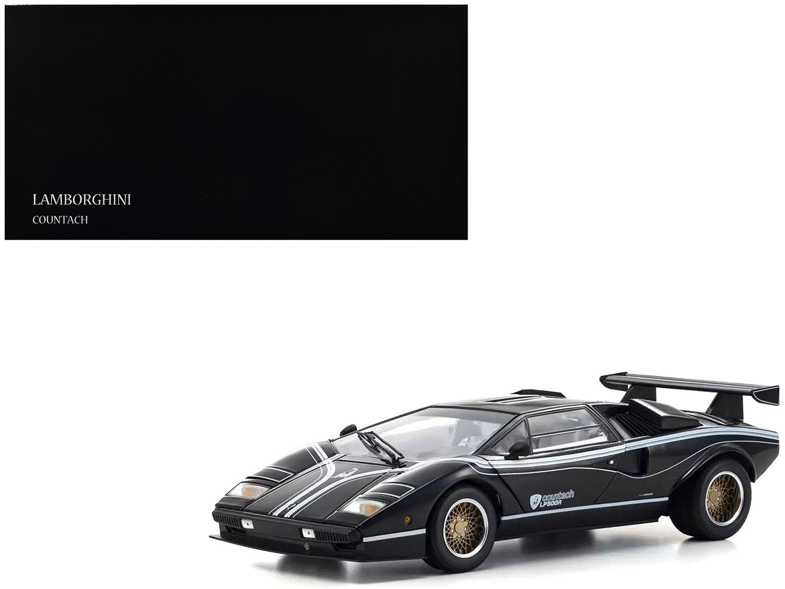 Lamborghini Countach LP 500R Black with White Interior 1/18 Diecast Model Car by Kyosho free shipping USA