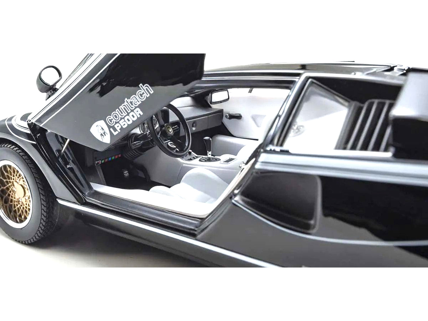 Lamborghini Countach LP 500R Black with White Interior 1/18