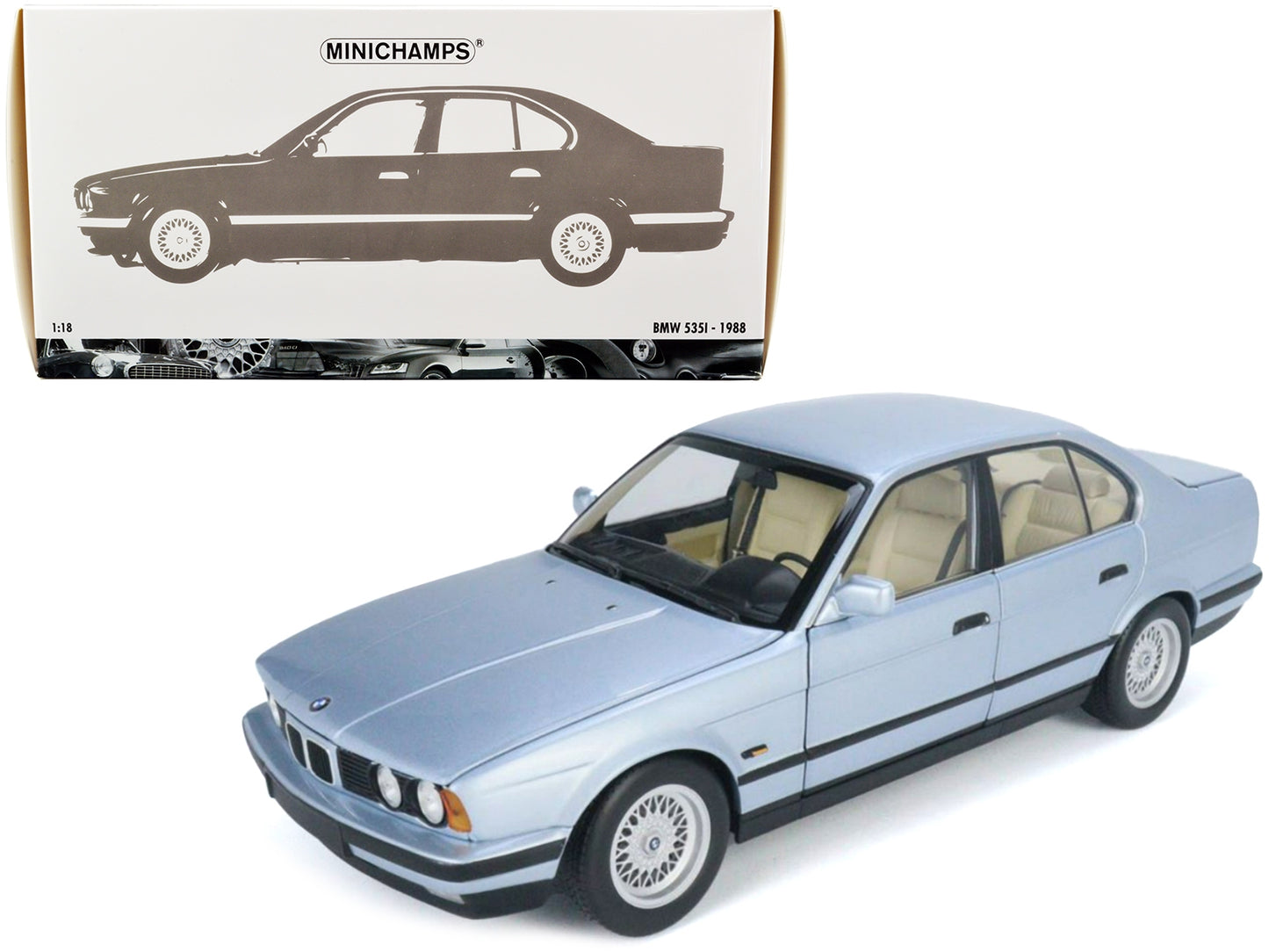 1988 BMW 535i (E34) Light Blue Metallic 1/18 Diecast Model Car by - Premium BMW Models from Minichamps - Just $218.69! Shop now at Rapidvehicles