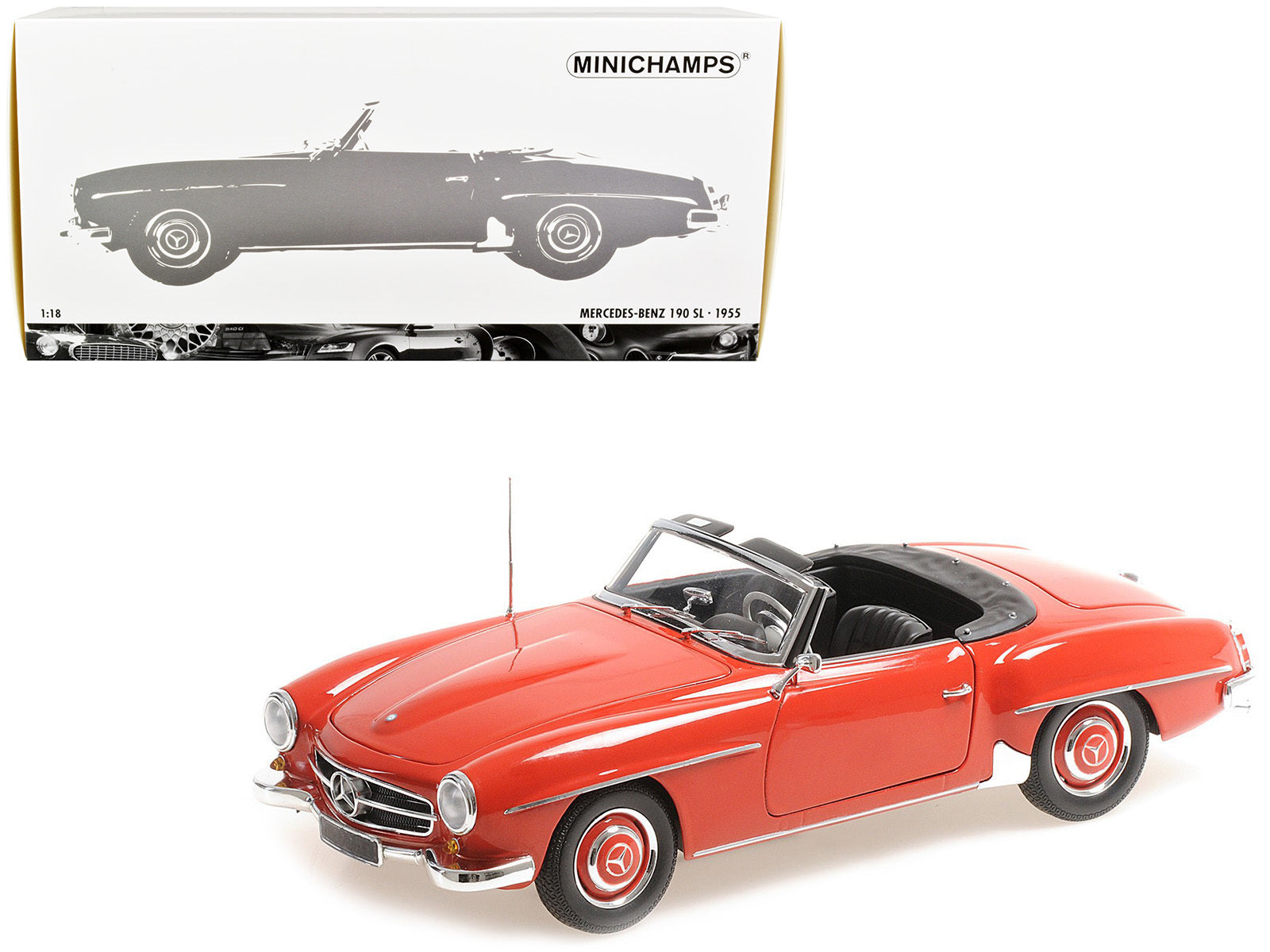 1955 Mercedes-Benz 190 SL Convertible Red (Top Down) 1/18 Diecast Model Car by Minichamps - Premium Mercedes Models from Minichamps - Just $201.26! Shop now at Rapidvehicles