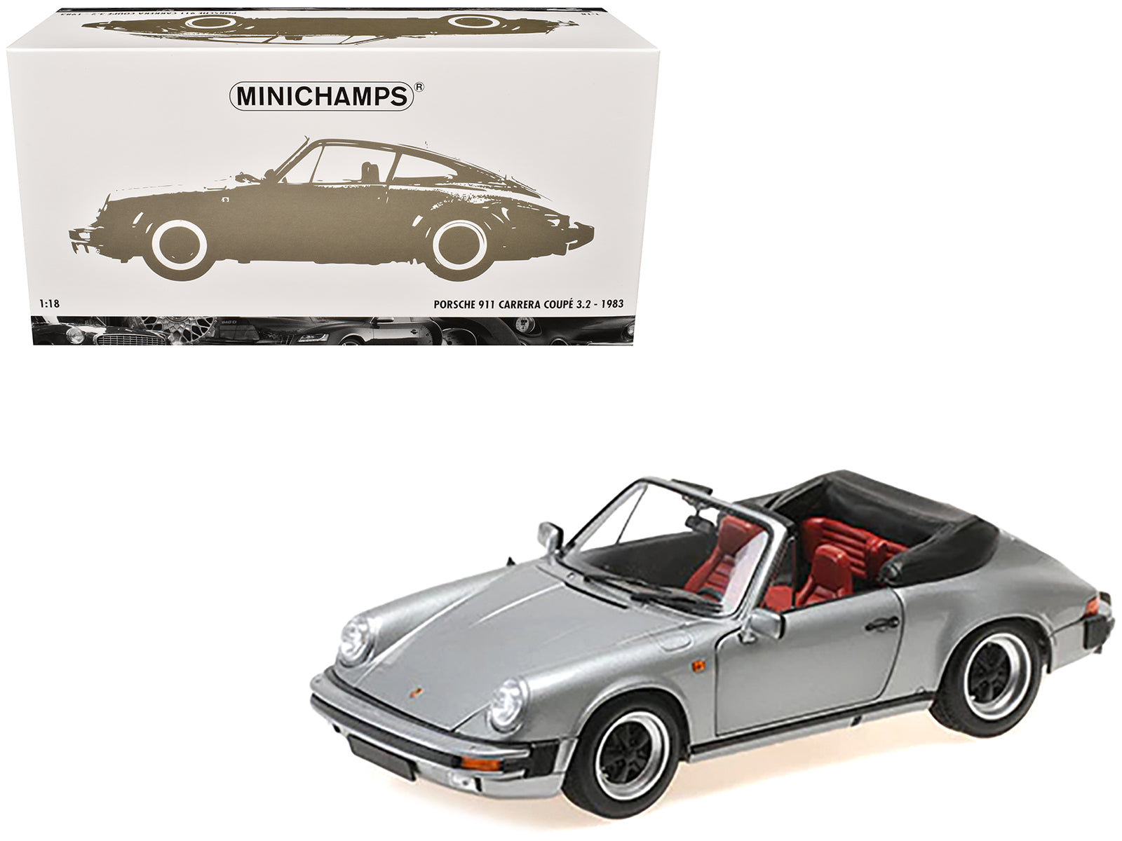 1983 Porsche 911 Carrera Cabriolet 3.2 Gray Metallic 1/18 Diecast Model Car by Minichamps free shipping USA